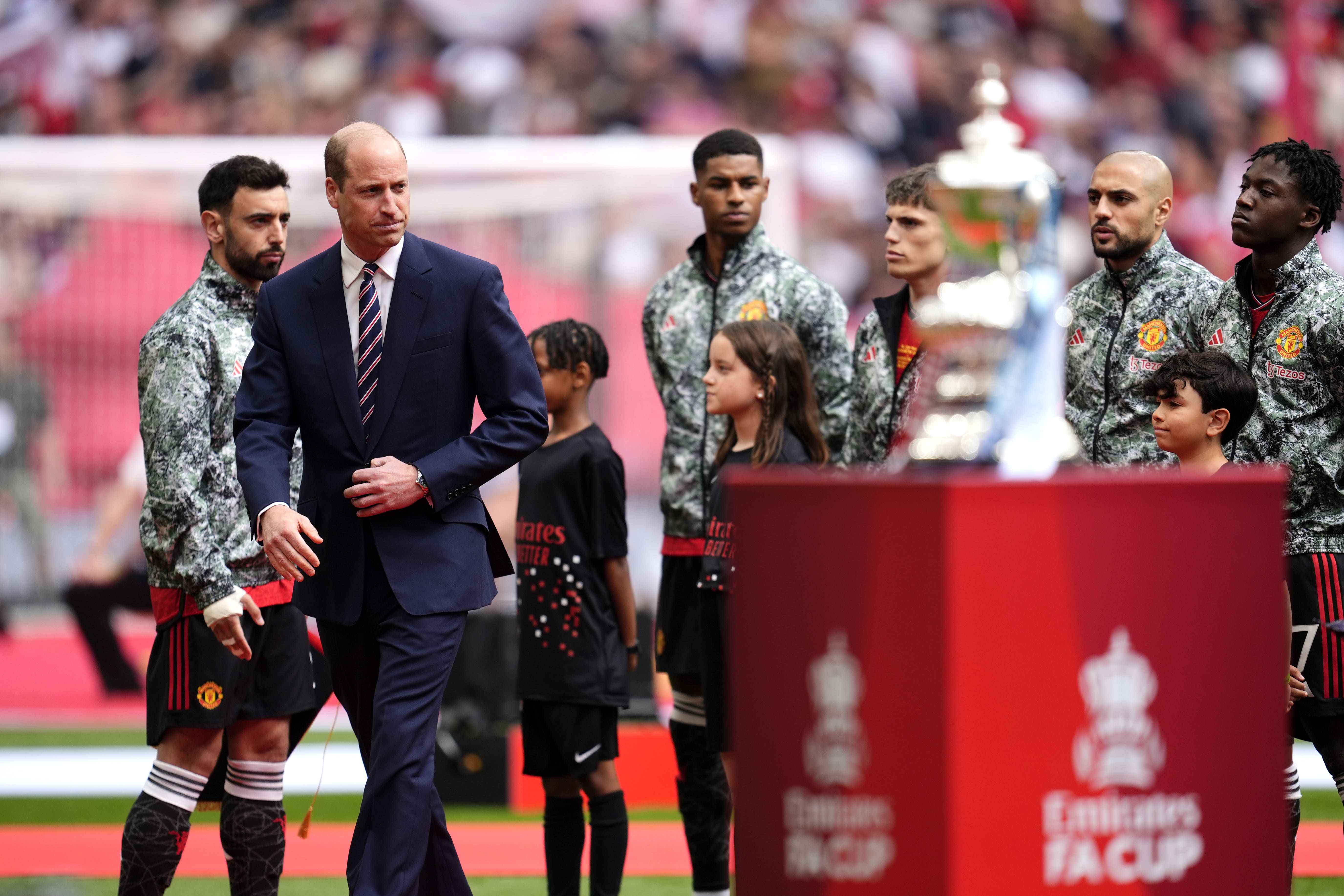Prince William met the players before kick-off.