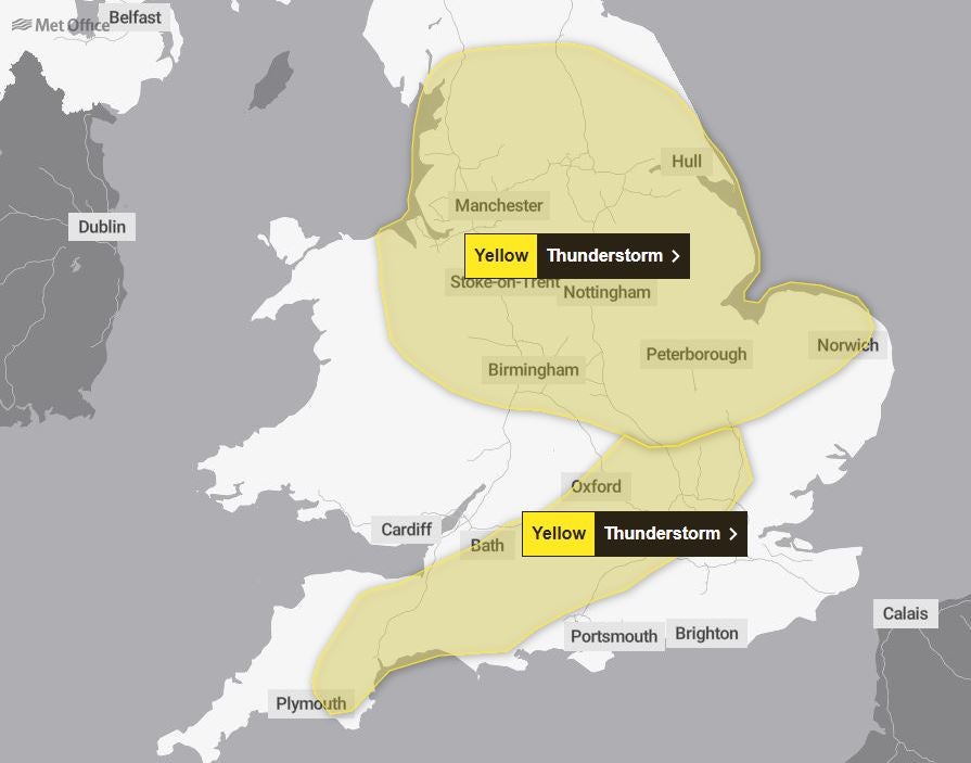 Met Office weather warnings on place for Sunday 26 May