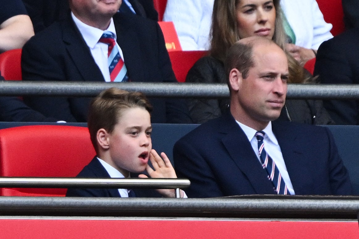Prince George Prince William, Prince of Wales attend the English FA Cup final football match.