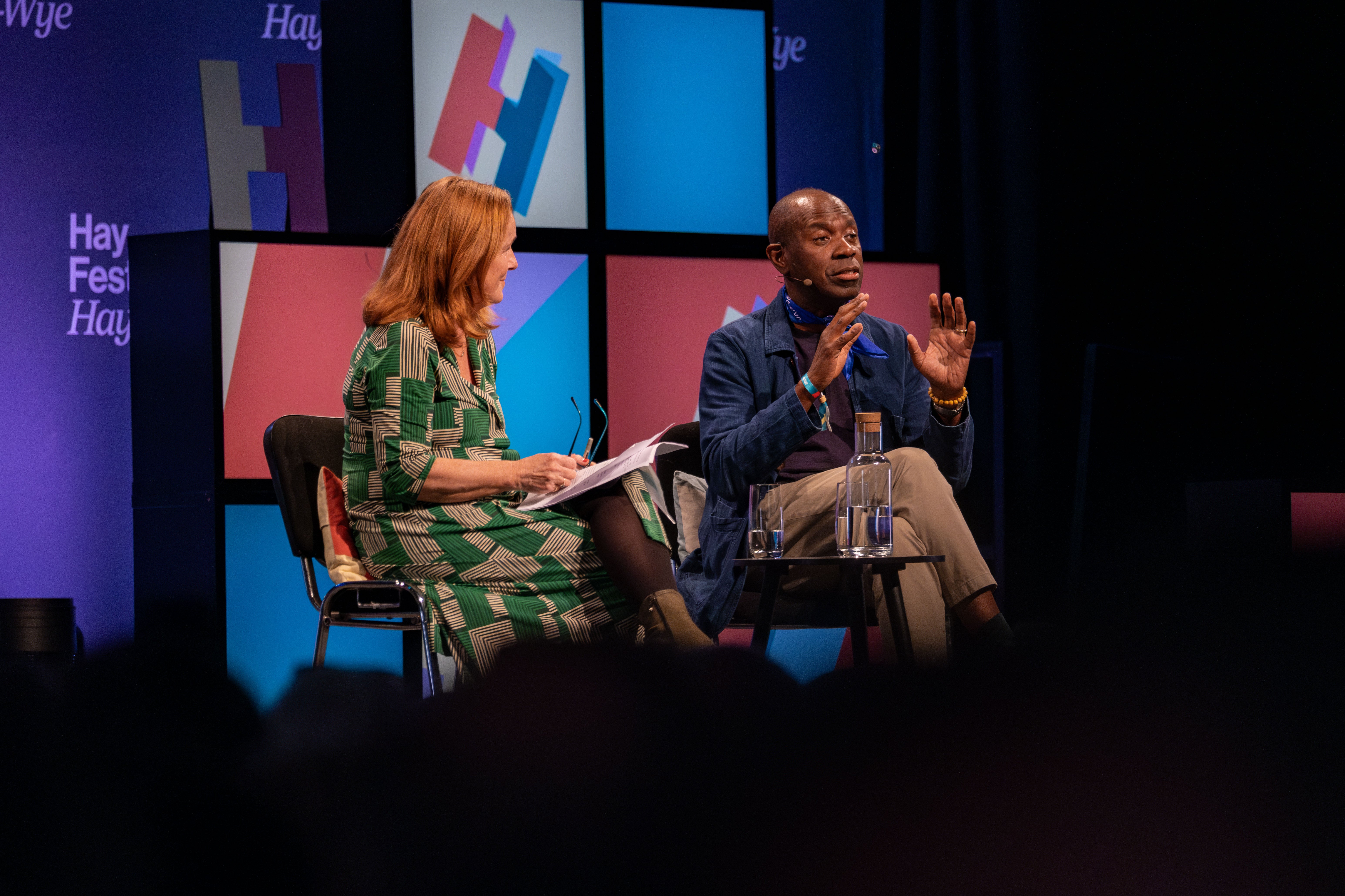 Clive Myrie speaking at Hay Festival