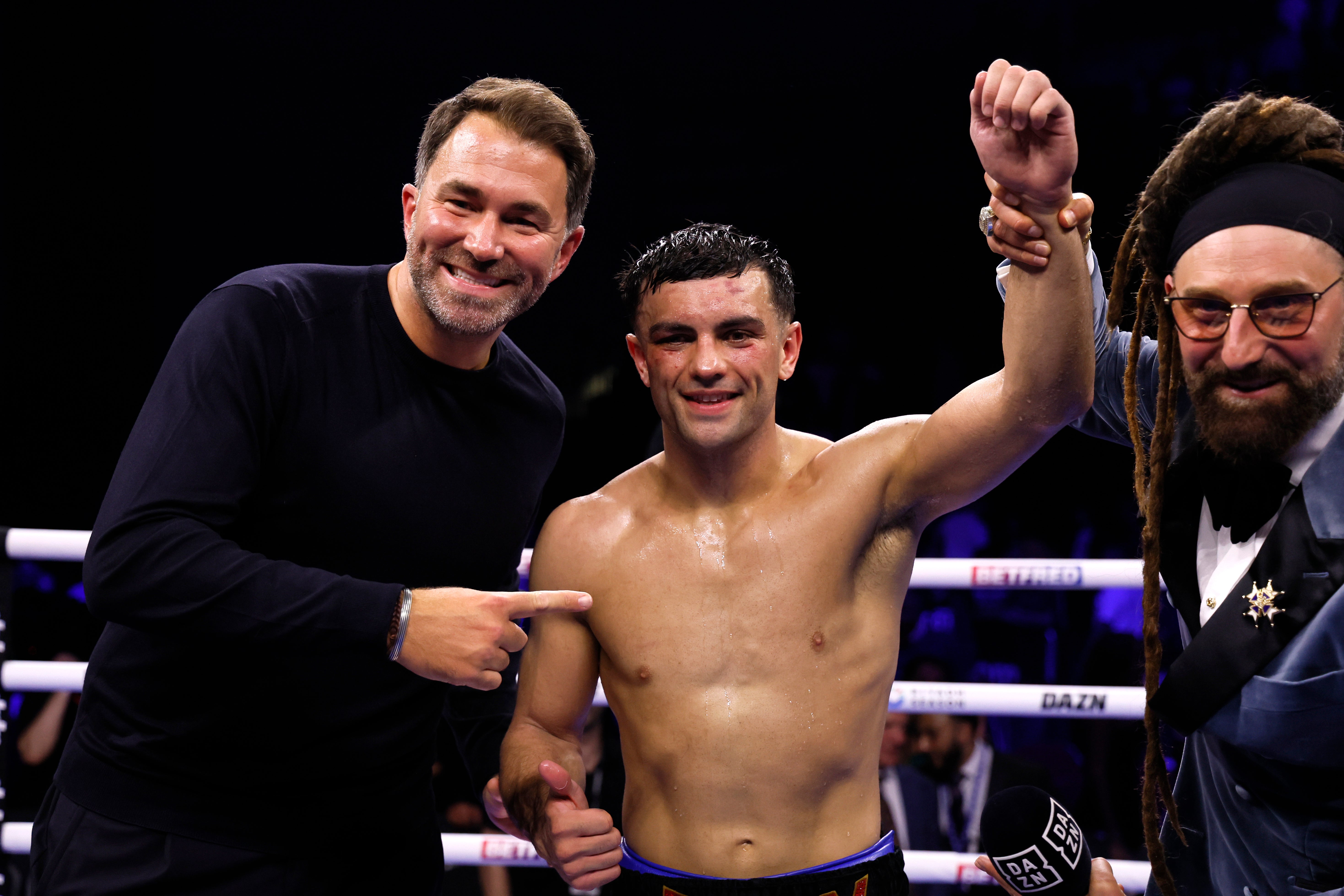 Jack Catterall has made it clear to Eddie Hearn (left) that he wants a world title shot