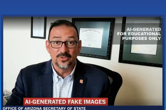 <p>A deepfake of Arizona Secretary of State Adrian Fontes warning voters not to fall for AI-generated mis and disinformation</p>