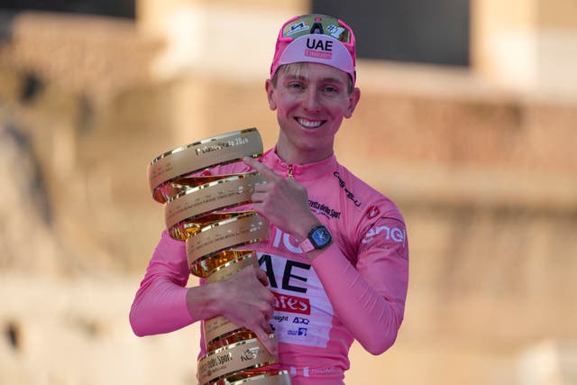 <p>Tadej Pogacar won the pink jersey at last year’s Giro d’Italia but will not defend his title</p>