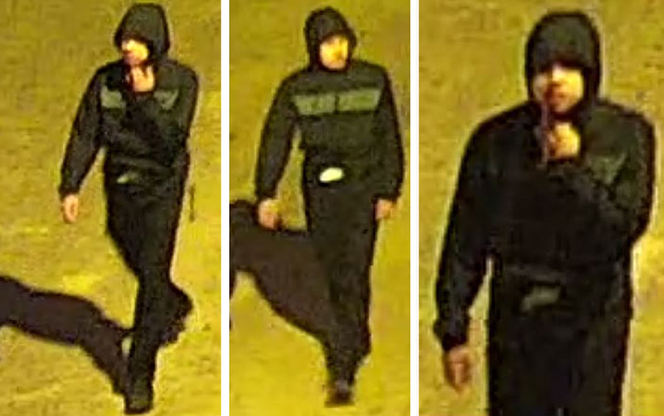 The CCTV images are of a man wearing a dark hooded jacket, with inquiries continuing to confirm his identity