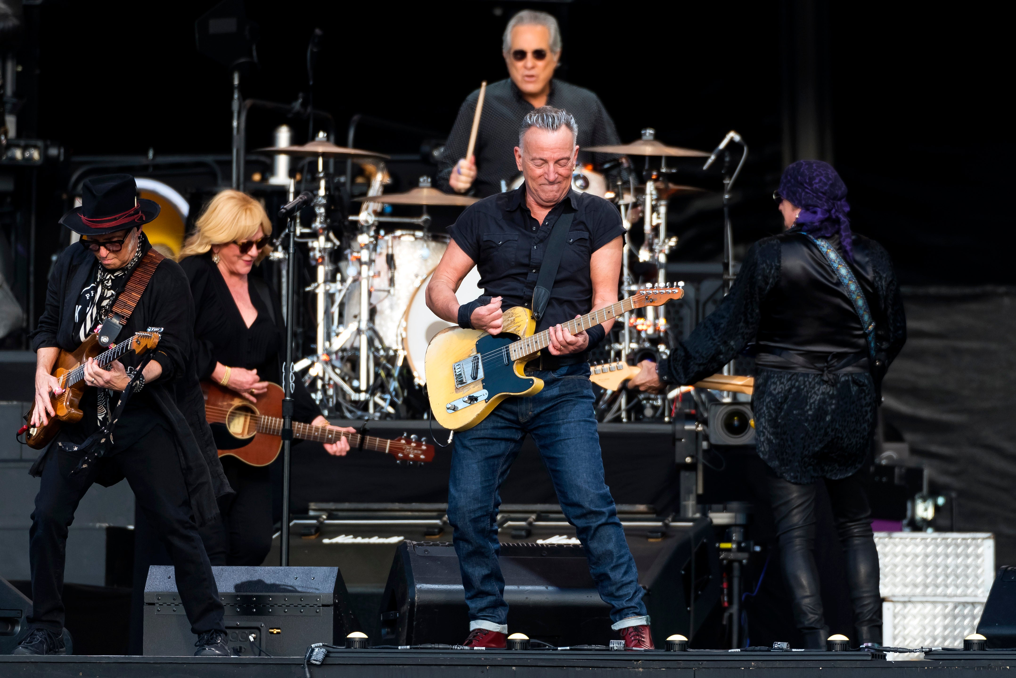 Bruce Springsteen (C-R) and the E Street Band perform at BST Hyde Park Festival 2023