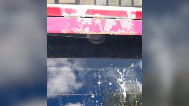 <p>Katie Price reveals vandals threw acid on pink Range Rover parked at Mucky Mansion.</p>