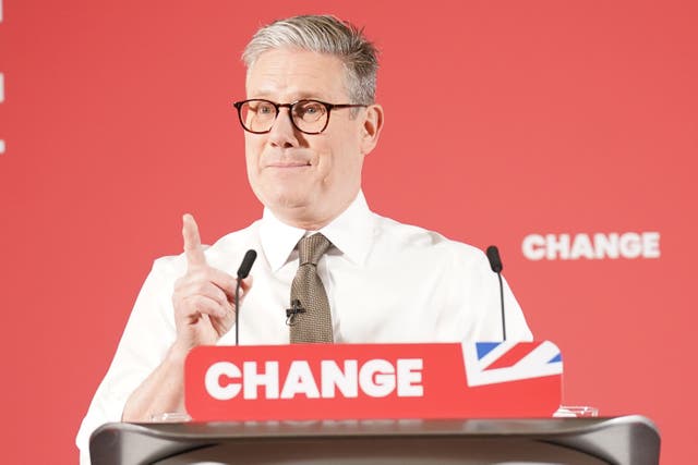 Labour Party leader Sir Keir Starmer makes his first keynote speech during his visit to Lancing in West Sussex (Stefan Rousseau/PA)