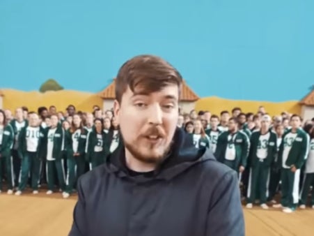 MrBeast in the video for his real-life Squid Games
