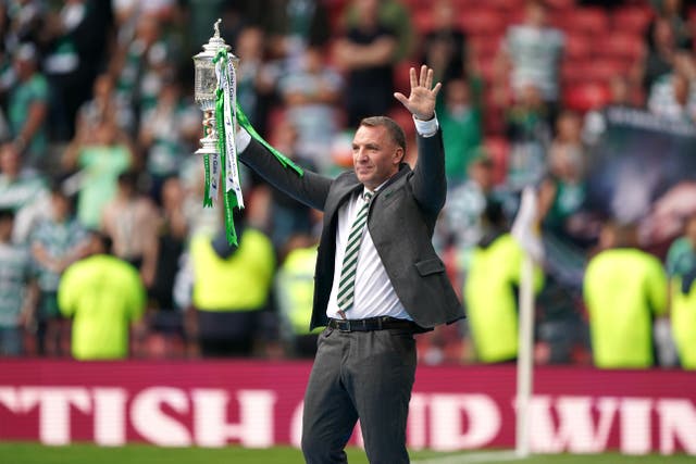 Brendan Rodgers led Celtic to a league and cup double (Andrew Milligan/PA)
