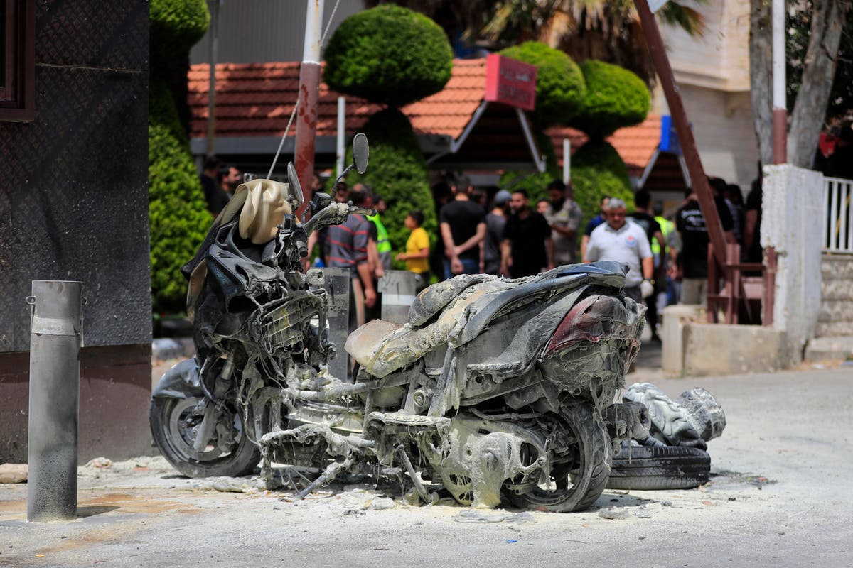 Officials say an Israeli strike in southern Lebanon kills two people near a hospital Officials say an Israeli strike in southern Lebanon kills two people near a hospital