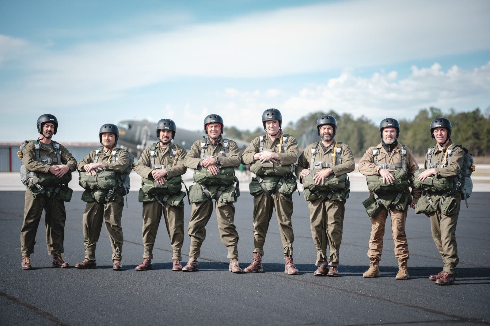 Band Of Brothers cast members at jump training (Stuart Bertie)