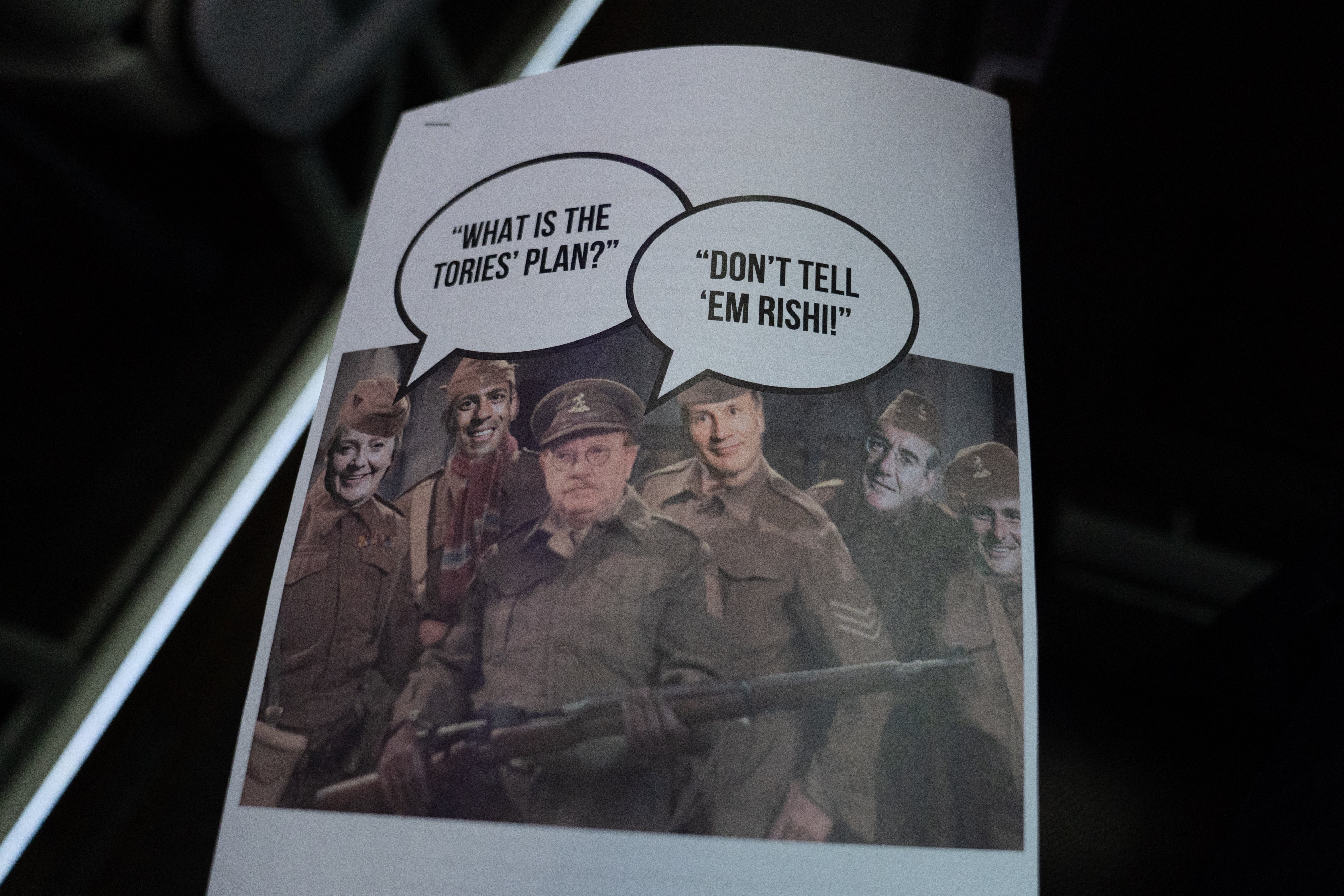 A booklet given to journalists by shadow paymaster general Jonathan Ashworth on board the Labour Party media bus