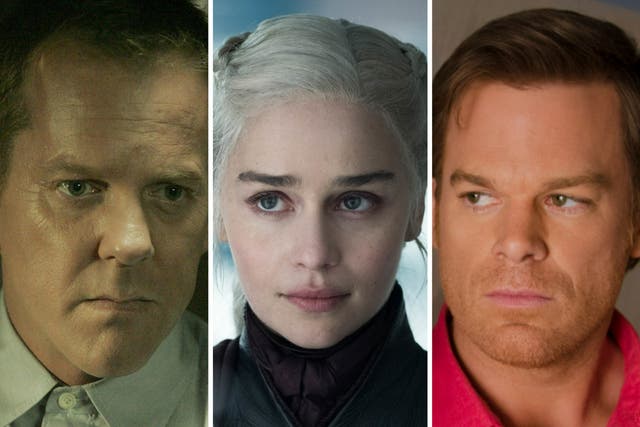 <p>Kiefer Sutherland in ‘24’, Emilia Clarke in ‘Game of Thrones’ and Michael C Hall in ‘Dexter'</p>