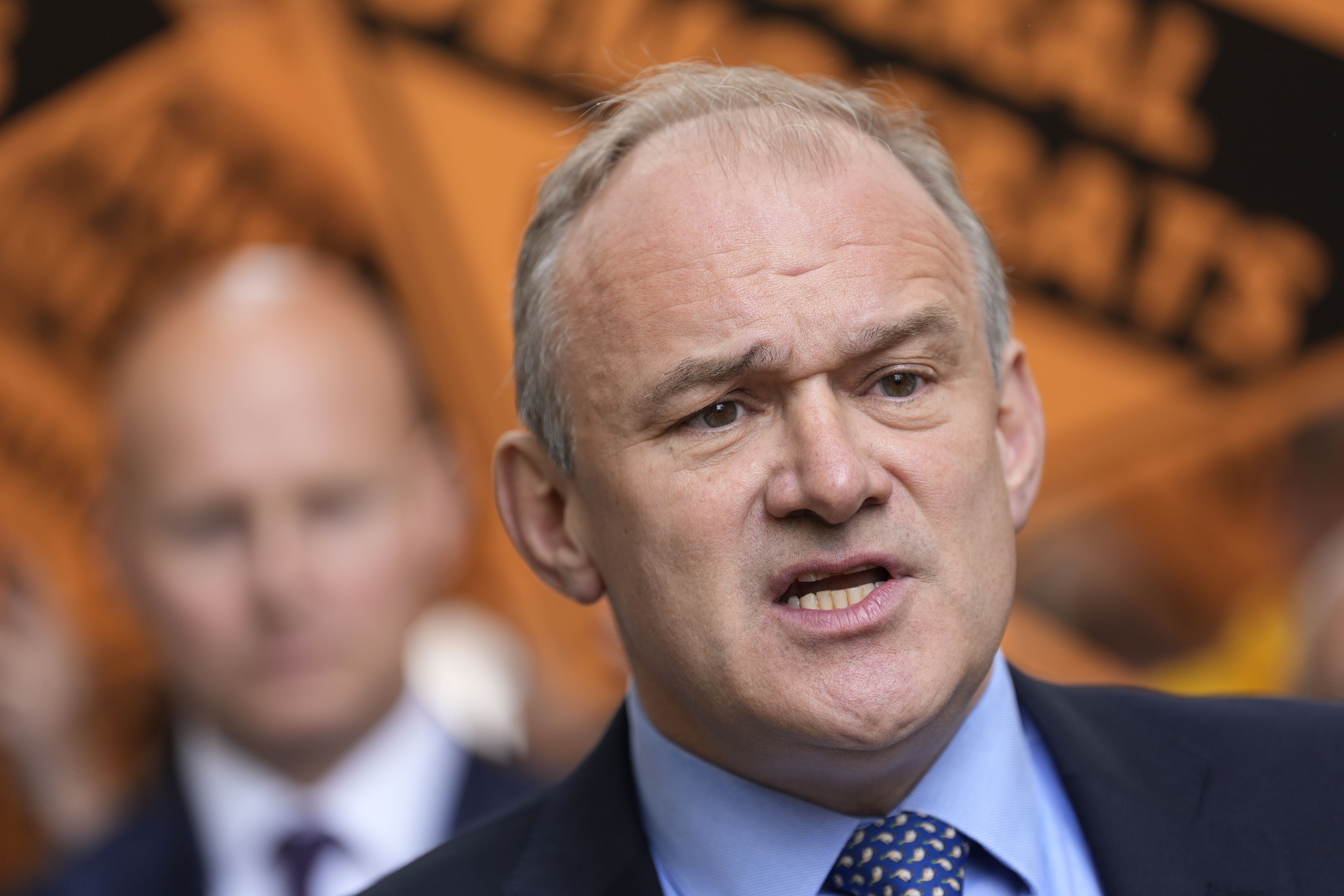 Liberal Democrat leader Sir Ed Davey makes a speech during a visit to the town centre in Cheltenham, Gloucestershire, while on the General Election campaign trail (Andrew Matthews/PA)