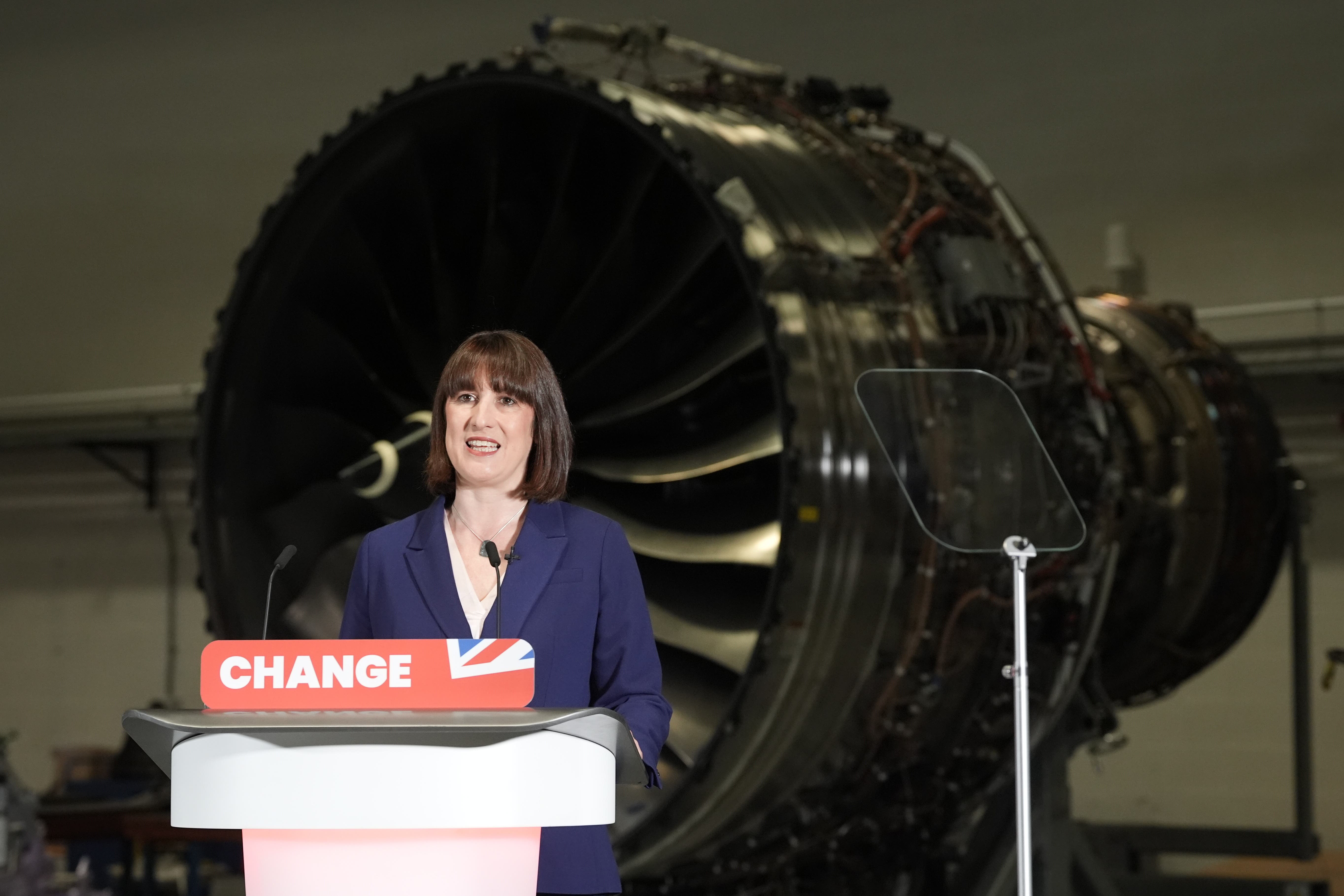 Shadow chancellor Rachel Reeves said Labour was now ‘the natural party of British business’ in a speech at Rolls Royce in Derby (Stefan Rousseau/PA)
