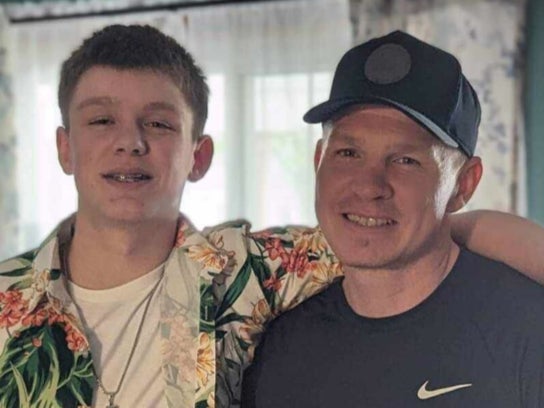 Tyler Atchley, 14, left, and his father Matt Atchley, 42, right. The father and son died in a drowning incident at Lake Anna, Virginia, on 25 May, 2024