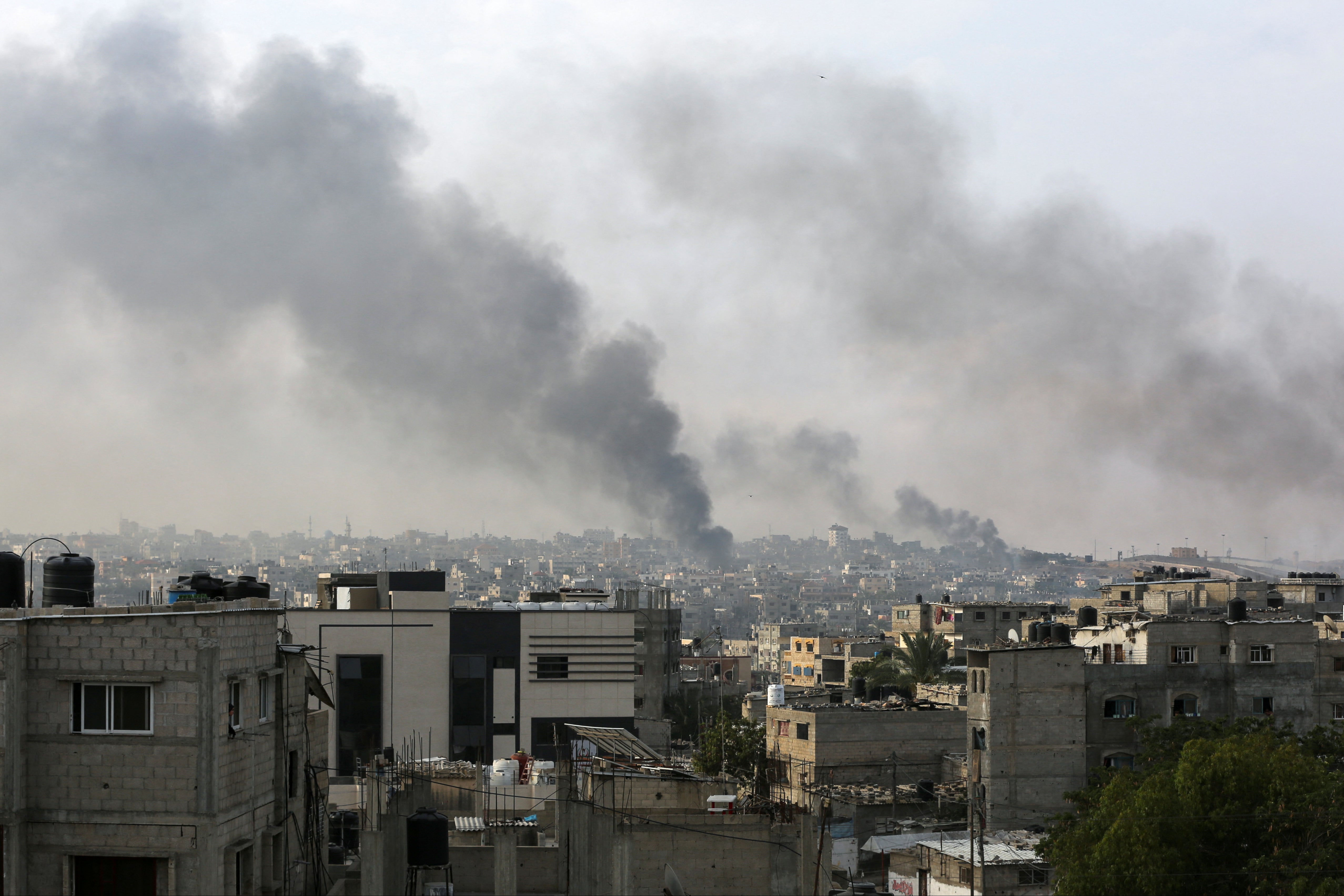 Smoke rises following Israeli strikes on Rafah