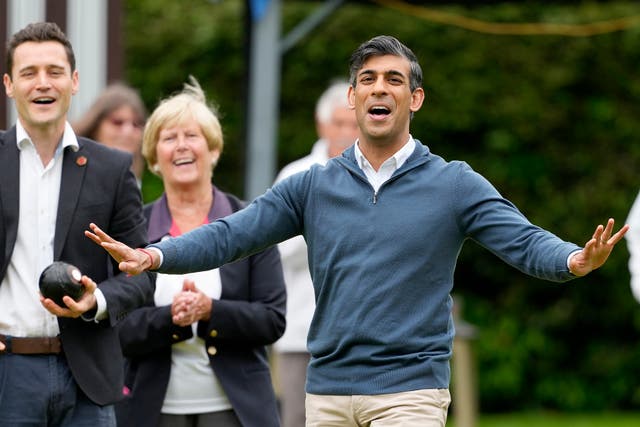 <p>Rishi Sunak, pictured playing at Market Bosworth Bowls Club, says he wants to see the worst-performing university courses replaced </p>