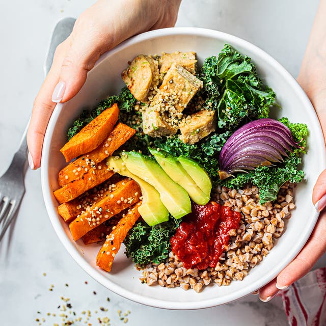 <p>Half veggies, a quarter grains and quarter protein is the rule of thumb for gut-loving buddha bowls </p>