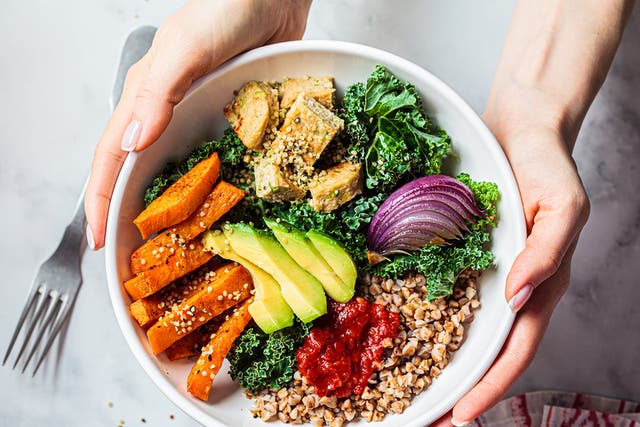 <p>Half veggies, a quarter grains and quarter protein is the rule of thumb for gut-loving buddha bowls </p>