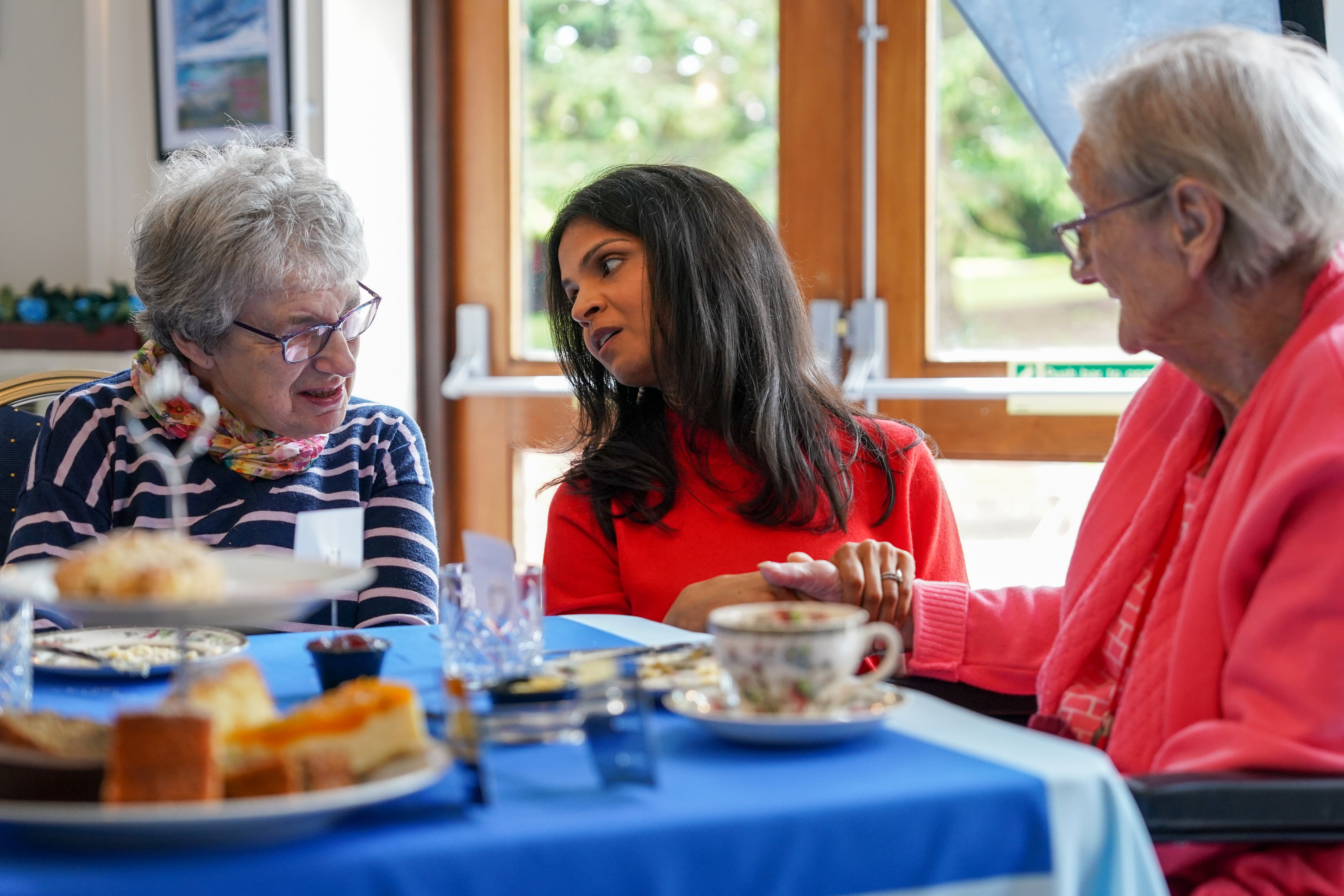Akshata Murty, the wife of Prime Minister Rishi Sunak, meets with residents during a visit to a Royal British Legion care facility