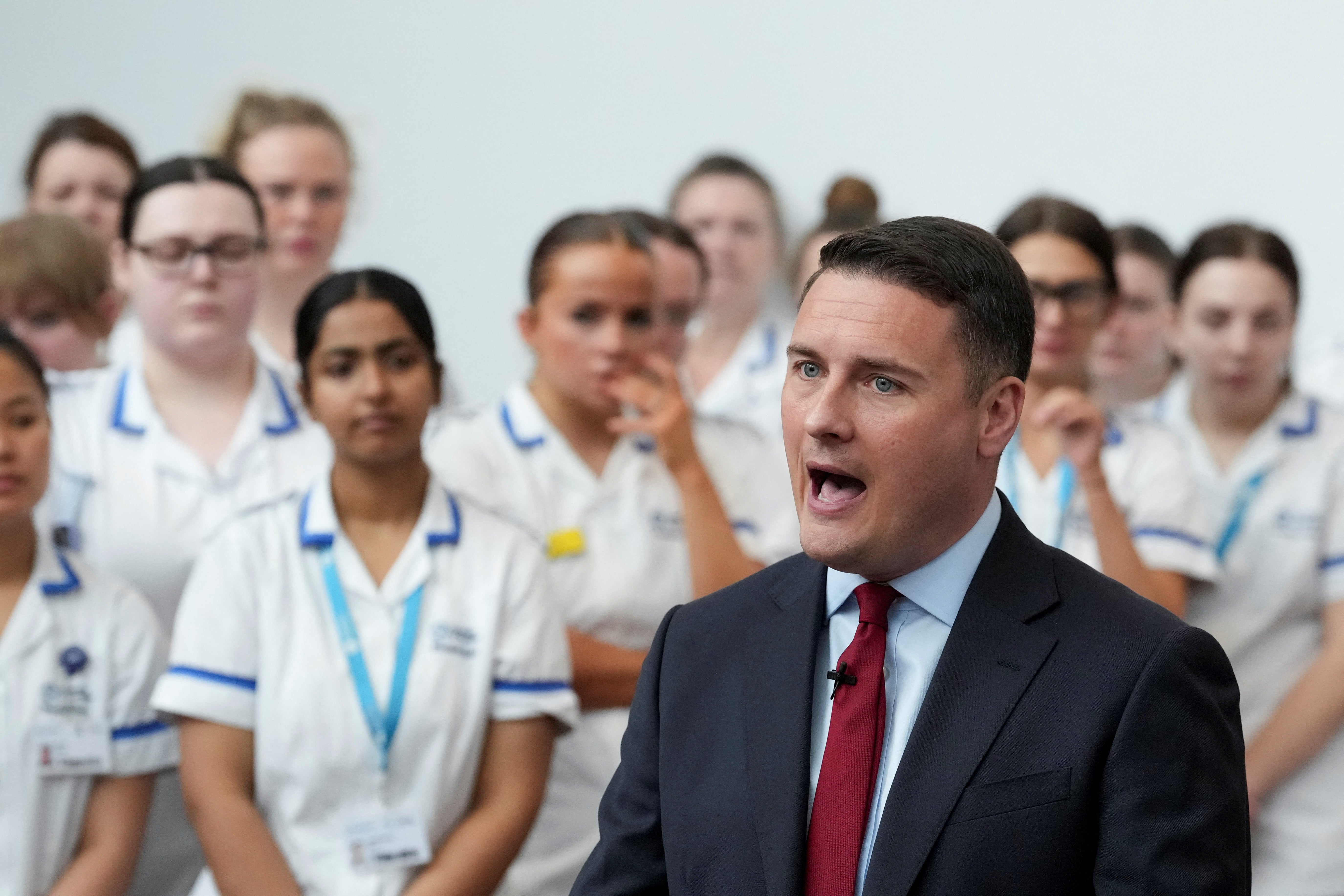 Shadow Secretary of State for Health and Social Care Wes Streeting speaks during a Labour general election campaign event in Worcester