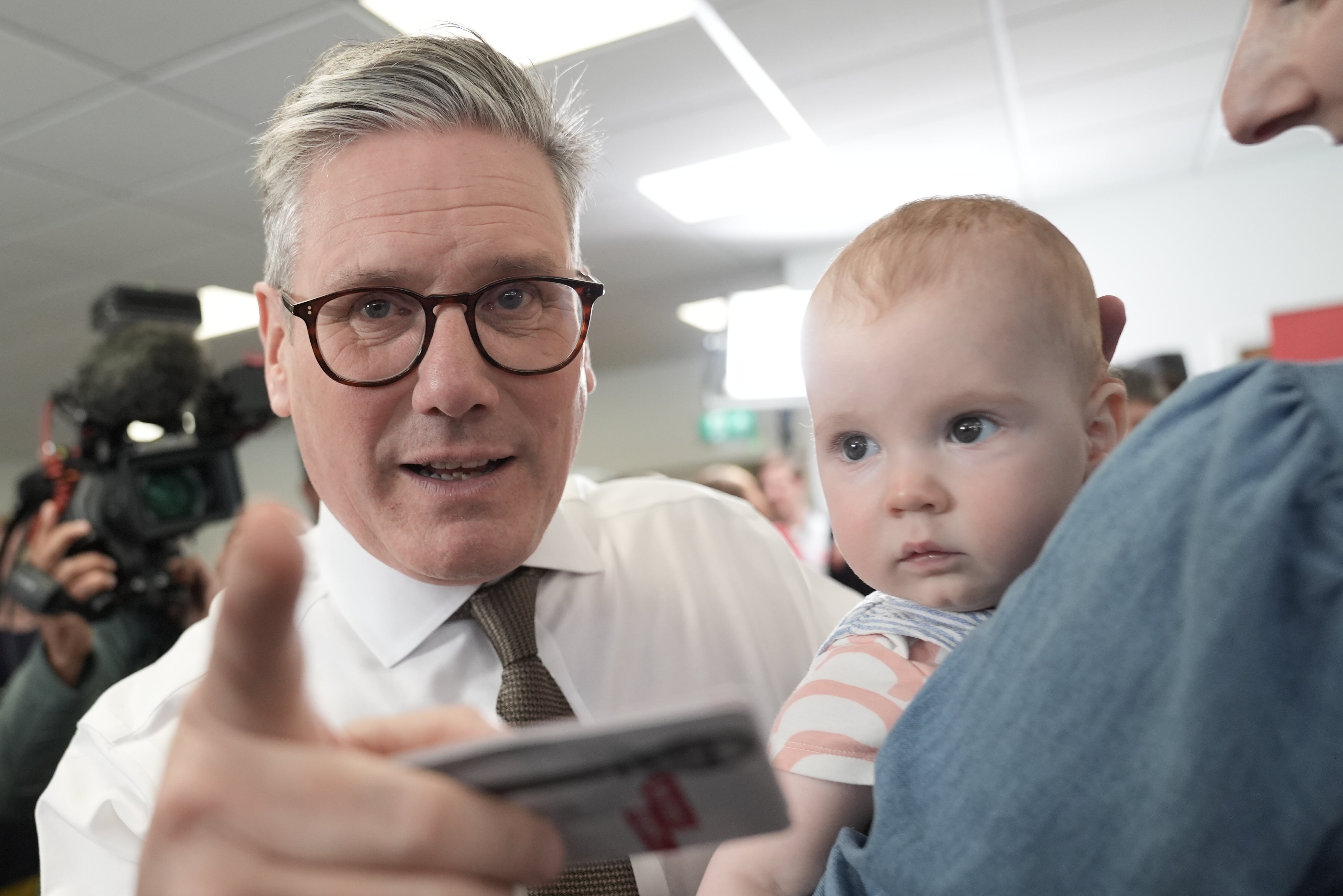 The Labour leader pictured with baby Soren