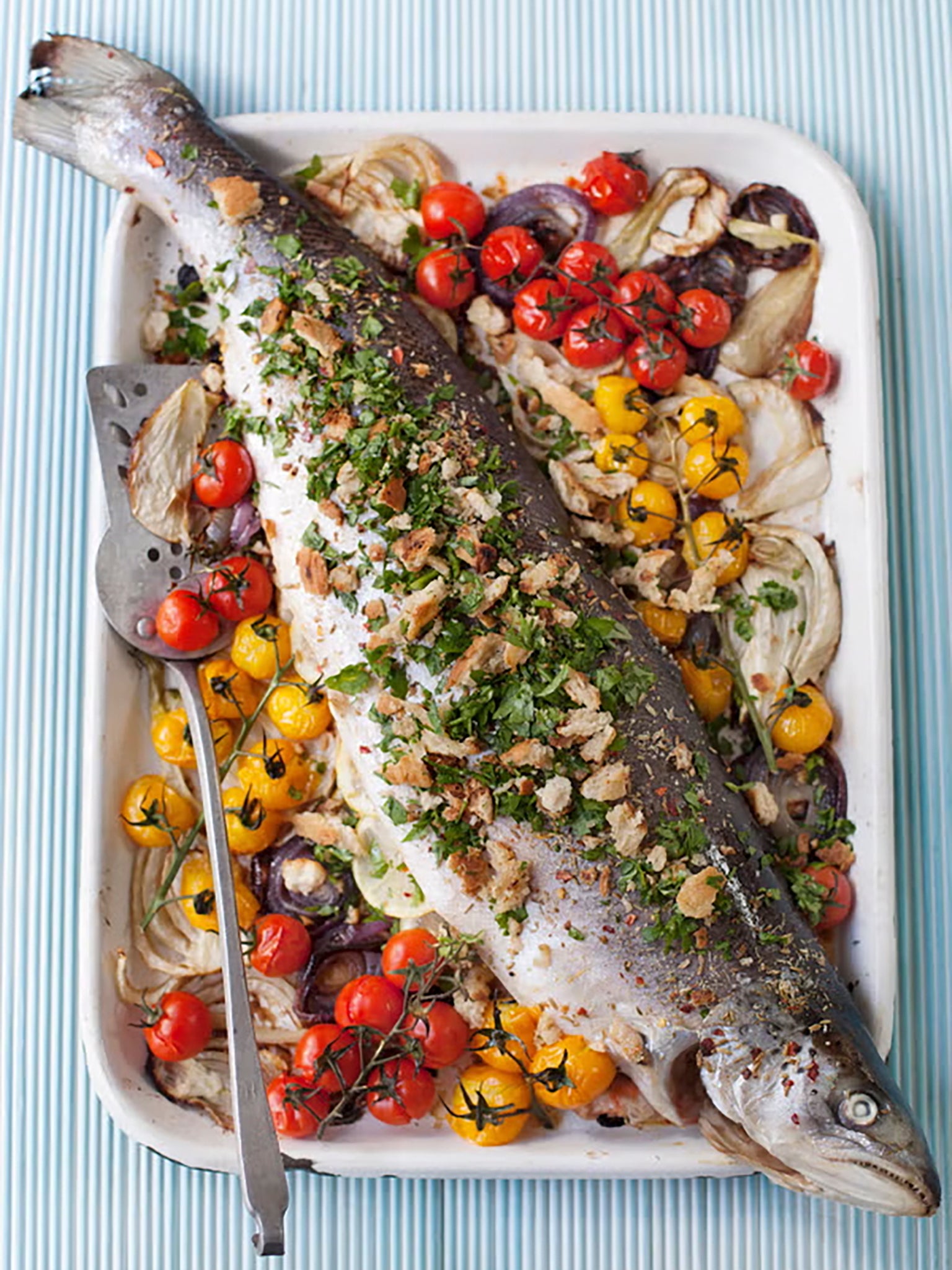 The Mediterranean flavours of tomato and fennel pair beautifully with salmon