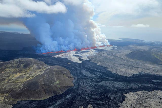 <p>A volcano erupts in Grindavik, Iceland, Wednesday, May 29</p>