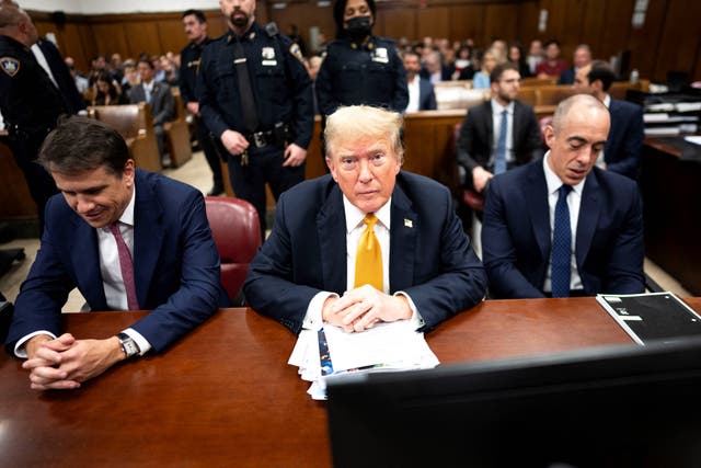 <p>Donald Trump sits in court as Judge Juan Merchan instructs the jury ahead of deliberations </p>