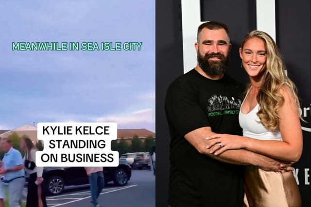 <p>Kylie Kelce argues with fan after denying a photo</p>