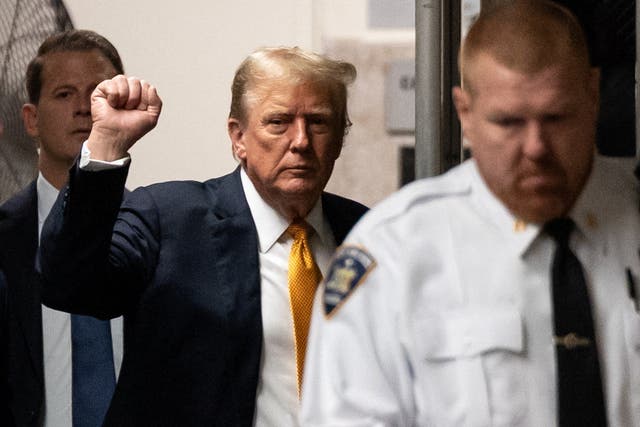 Former US President Donald Trump arrives at Manhattan criminal court in New York on May 29