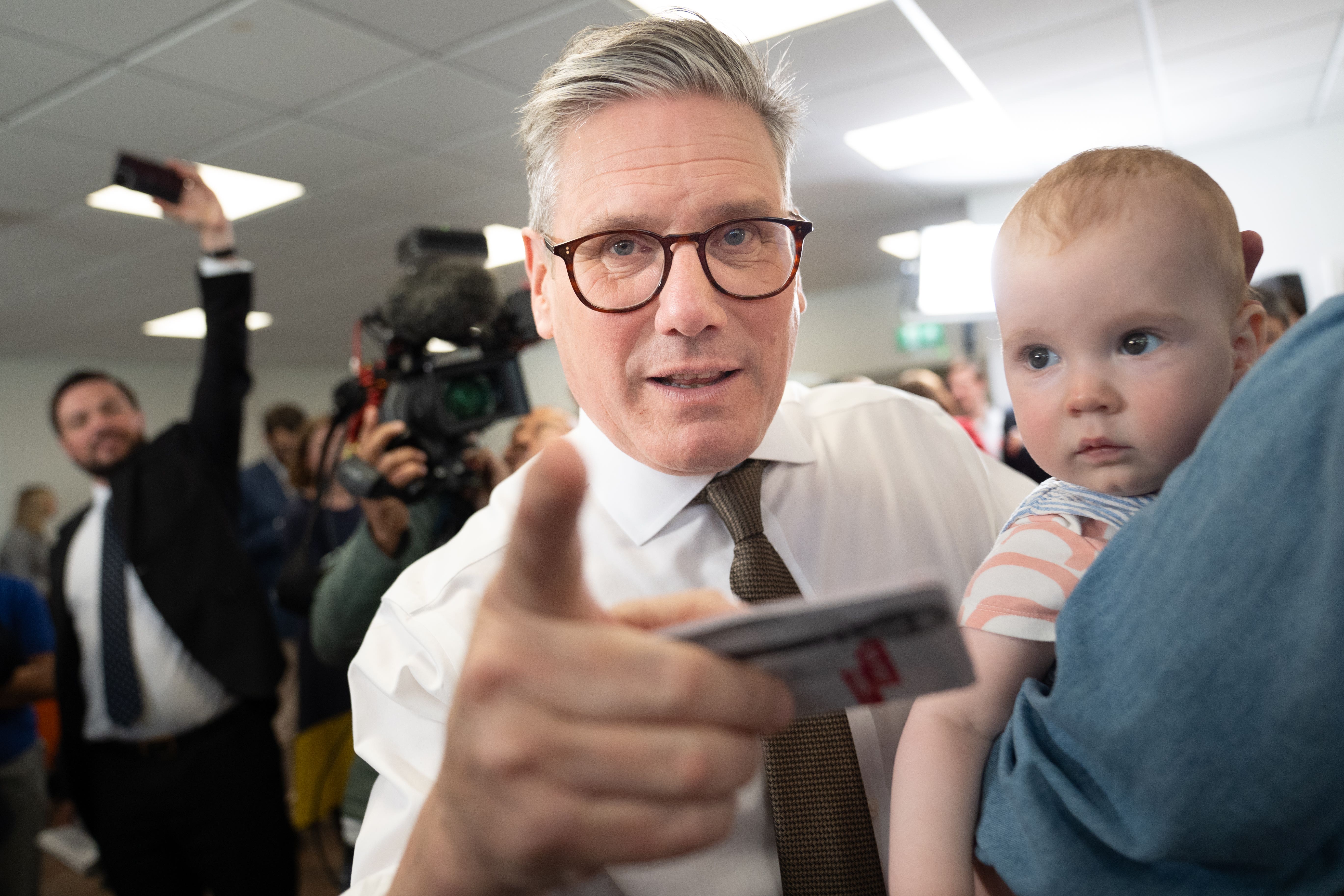 Labour Party leader Sir Keir Starmer at Worcester City Football Club where he met Labour supporters whilst campaigning in the West Midlands for this year�s General Election to be held on July 4 . Picture date: Wednesday May 29, 2024.