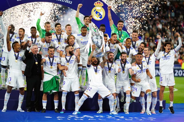 Real Madrid, Champions League winners in 2022, are aiming to lift the trophy for a record-extending 15th time (Adam Davy/PA)