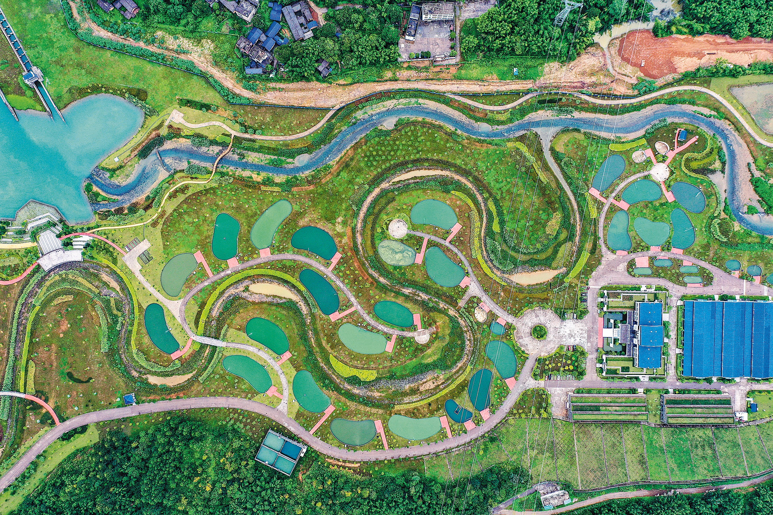 One of the fish ladders of the Datengxia Gorge Water Conservancy Hydropower Project in Guiping, Guangxi Zhuang autonomous region