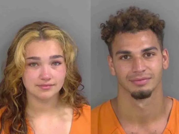 Allyssia Razo, 20, left, and Zadok Westfield, 23, were arrested by Naples police after they allegedly jumped a gate at a locked pier and had sex in public on Memorial Day. Ms Razo allegedly tried to flee police by leaping off the pier and swimming away, but was caught