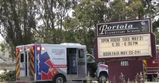 <p>Emergency crews responded to Portola Elementary School, pictured, after expired tear gas from a nearby police training exercise caused 20 students and a teacher to fall ill</p>