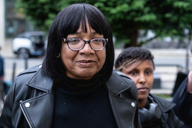 <p>Diane Abbott spoke to supporters outside Hackney Town Hall on Wednesday evening</p>