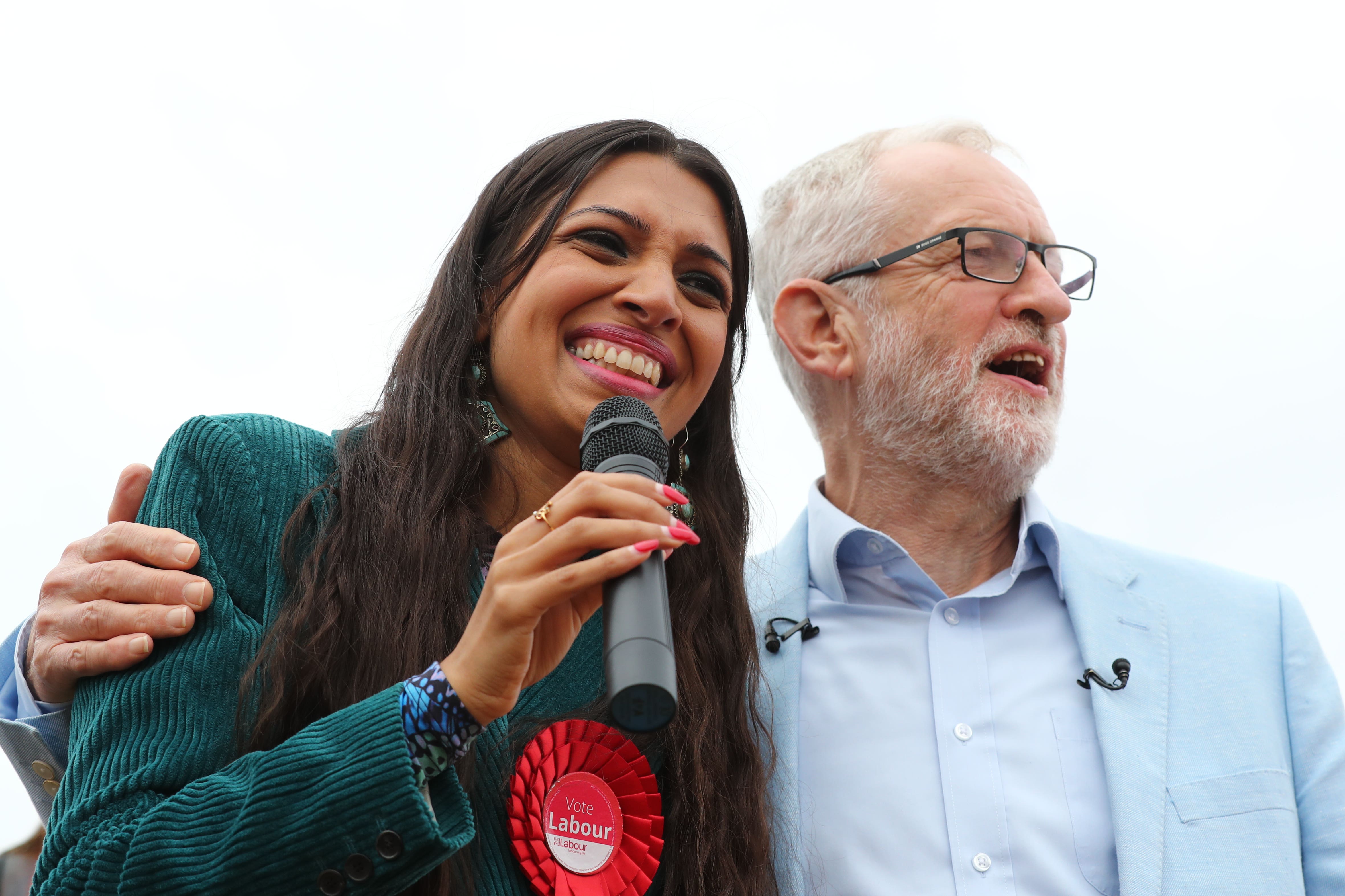 Faiza Shaheen and then-Labour leader Jeremy Corbyn at a rally in 2019 (Gareth Fuller/PA)