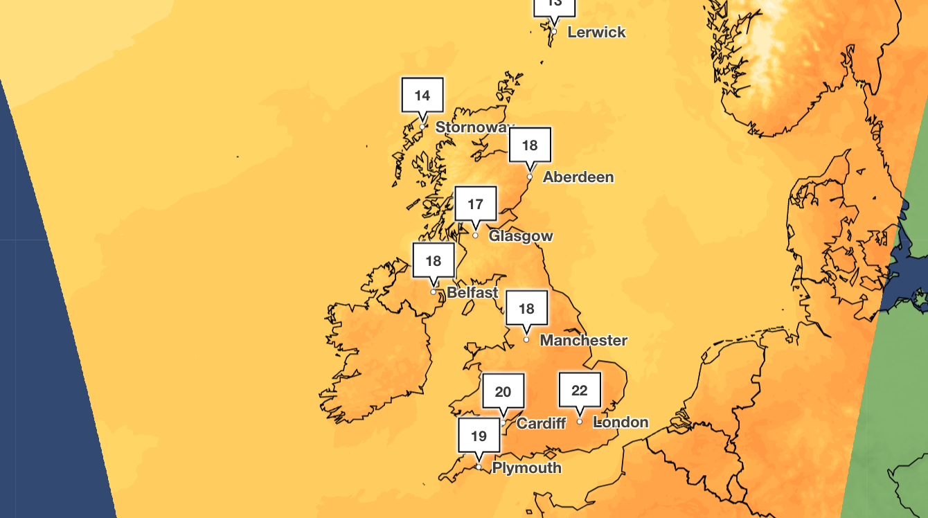 The UK is set for warmer and drier weather over the weekend, with temperatures of up to 22C in London