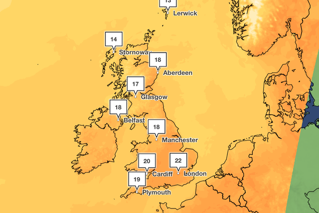 <p>The UK is set for warmer and drier weather over the weekend, with temperatures of up to 22C in London </p>