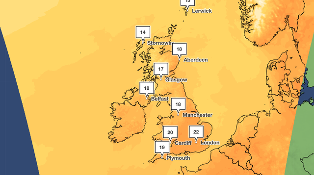 <p>The UK is set for warmer and drier weather over the weekend, with temperatures of up to 22C in London </p>