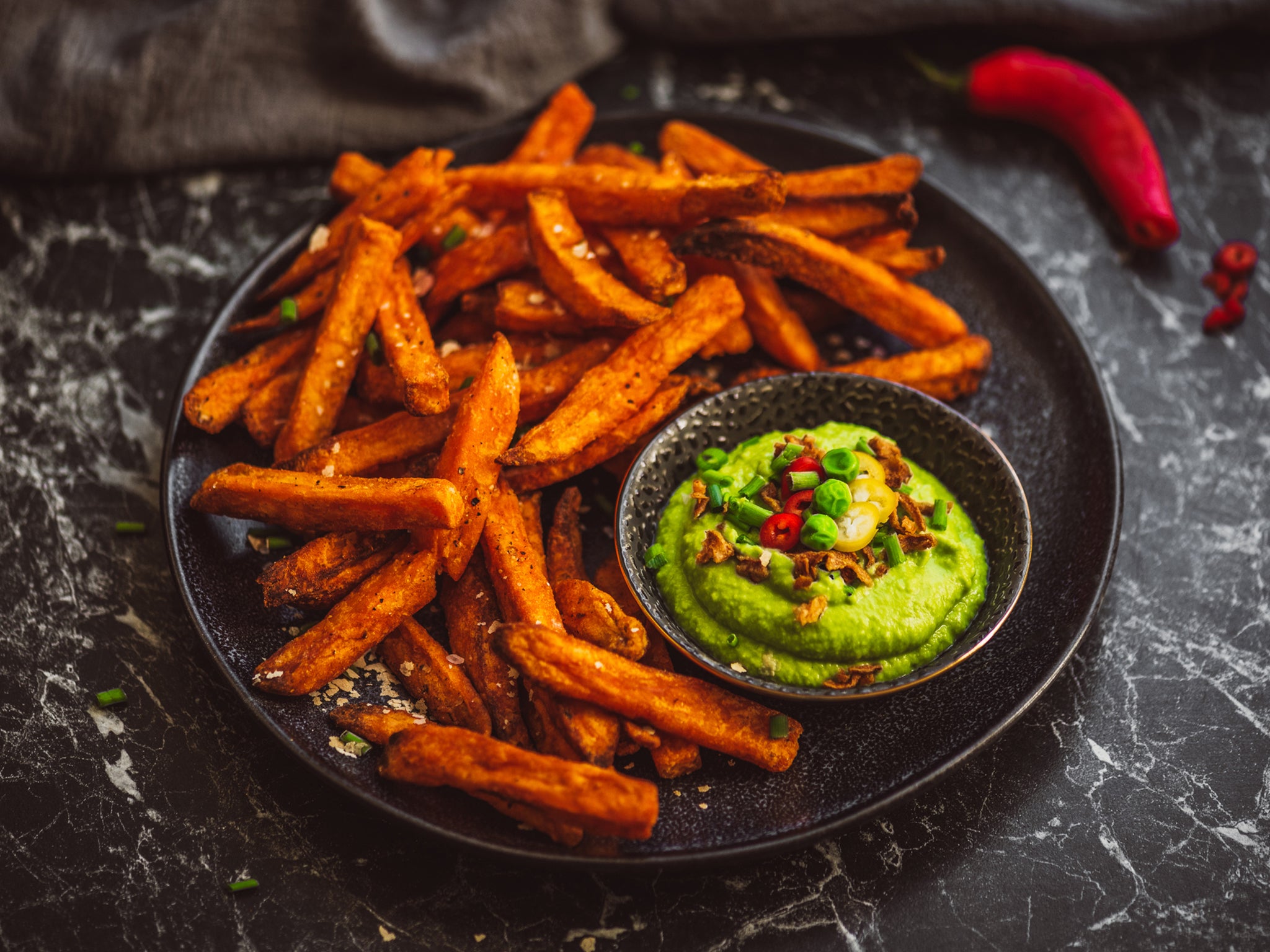 Crispy, delicious air fryer sweet potato fries, perfect for a healthy snack