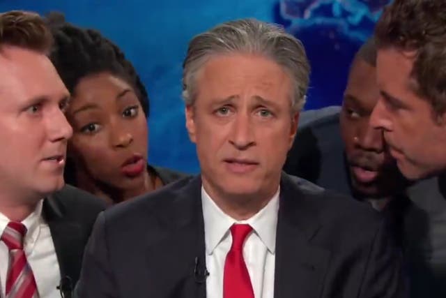 <p>Jon Stewart appears in the controversial Daily Show sketch from July 2014</p>