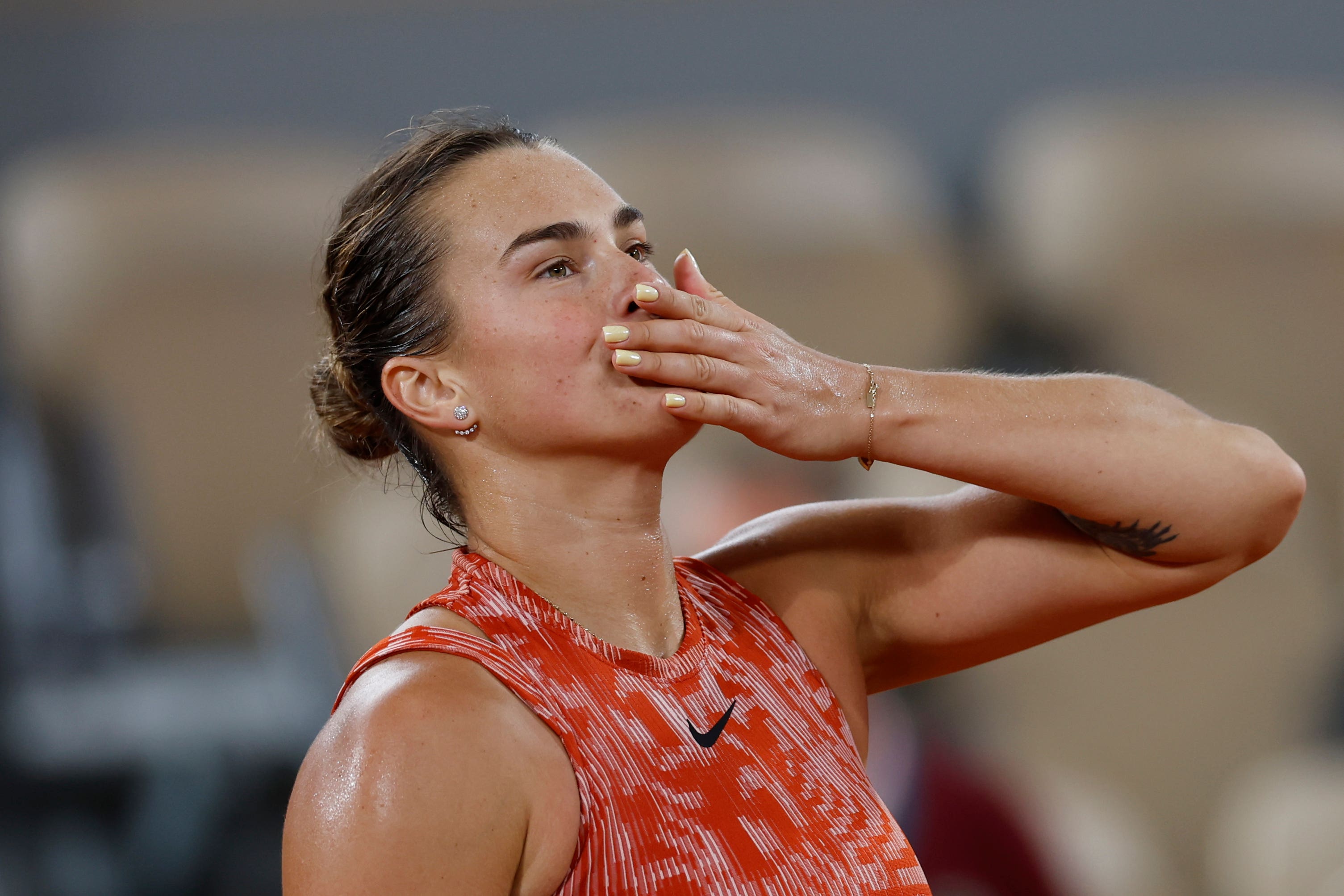 Aryna Sabalenka, pictured, beat Moyuka Uchijima (Aurelien Morissard/AP)