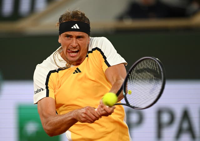 <p>Alexander Zverev in action at the French Open this week </p>
