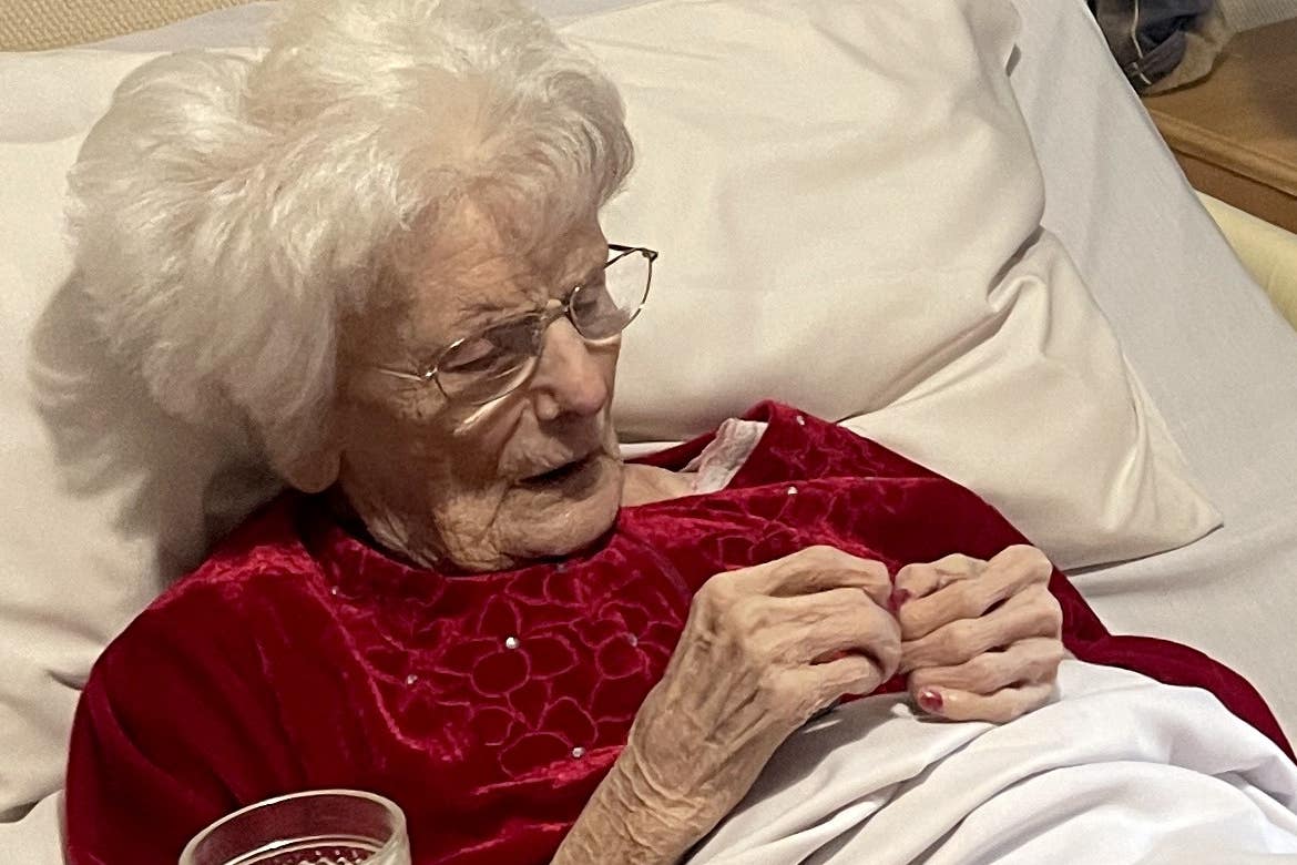 Kathleen Clement, 100, was presented with a replacement for the long-lost medal she received for her work during the war (Neath Port Talbot Council/PA)