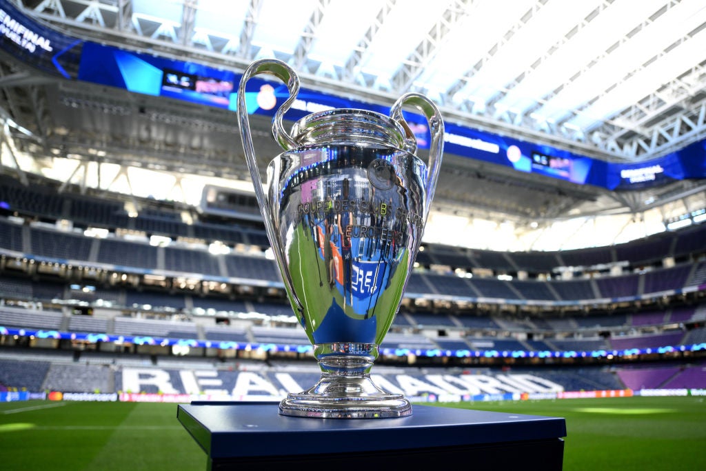 The Champions League trophy in the Santiago Bernabeu