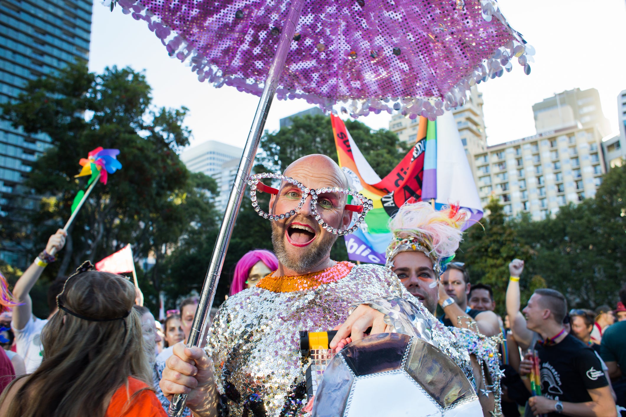 There’s a party atmosphere during Sydney Mardi Gras