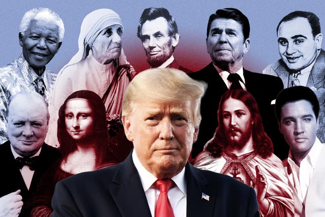 <p>Donald Trump has compared himself to a dizzying array of historical figures from Mother Teresa and Abraham Lincoln to Elvis and Jesus (Credit: Melissa Cross) </p>